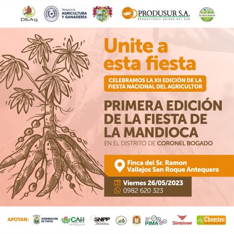 Se viene la Primera Edición de la  Fiesta  de la Mandioca en Coronel Bogado, Itapúa