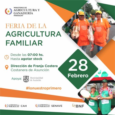 Gran feria de la agricultura familiar será este miércoles en la costanera de Asunción
